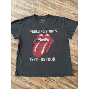 The Rolling Stones 1975 US Tour Band TShirt S-XL Dk Gray 100% Cotton Grunge Rock